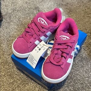Adidas Kids Fuchsia and White Sneakers